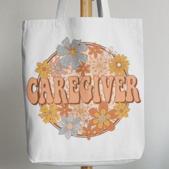 Caregiver Floral Canvas Tote Bag - Picture 2 of 2